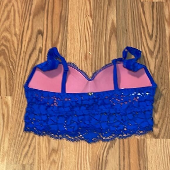 PINK Lace Push Up Bralette, bright blue, XS - Picture 3 of 7